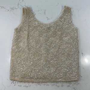 Vintage champagne beaded tank top